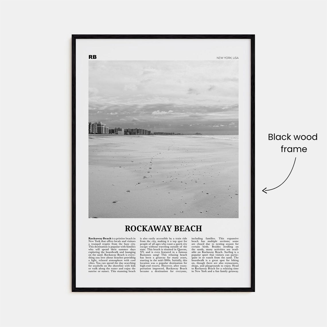 Rockaway Beach Black And White New York Travel Poster - Image 3