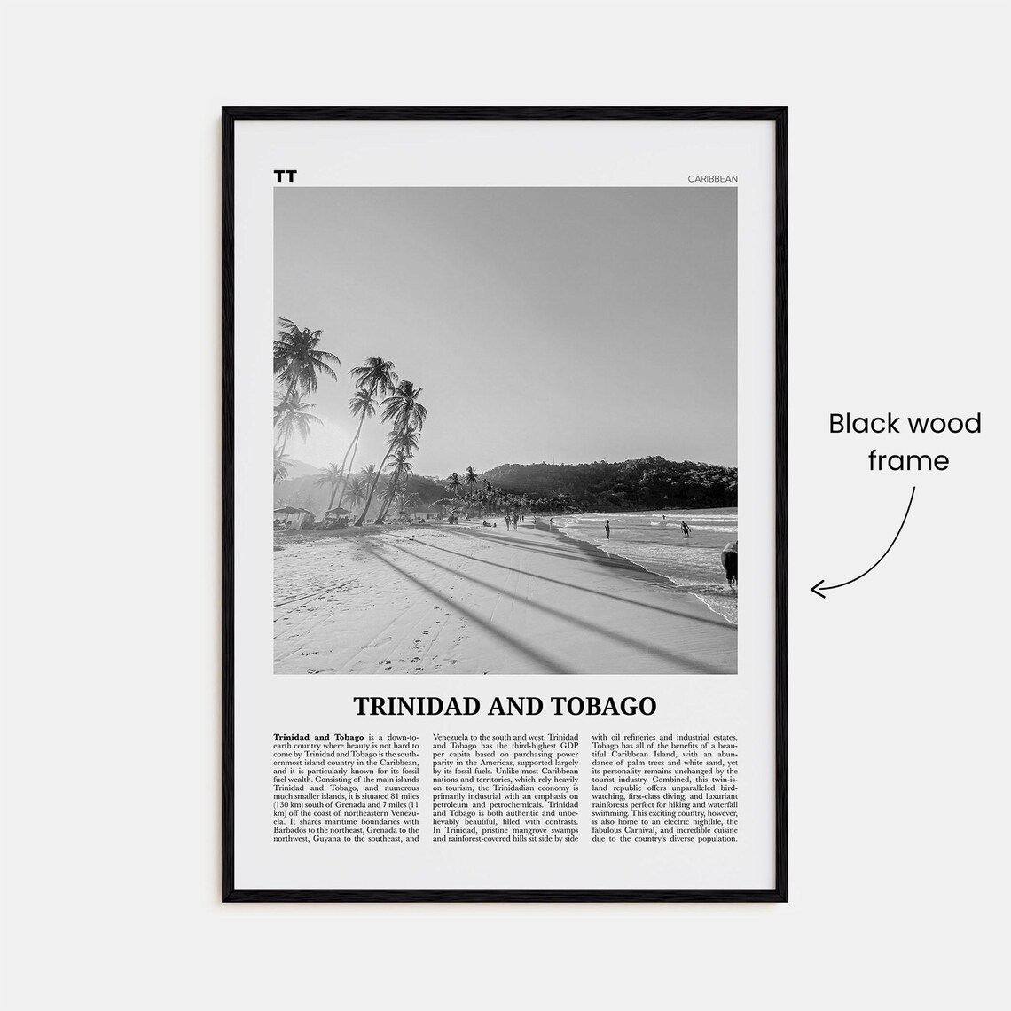 Trinidad And Tobago Black And White Travel Poster - Image 3