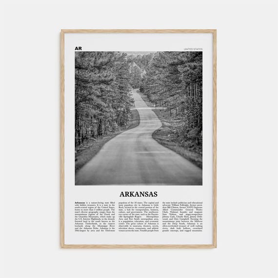 Arkansas Black and White Travel Poster, No. 1