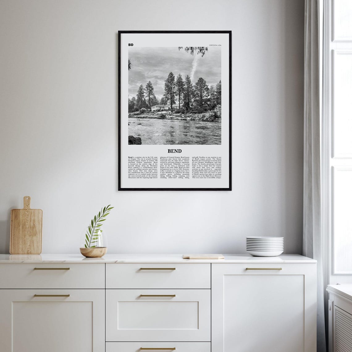 Bend Black and White Travel Poster, Oregon USA - Image 2