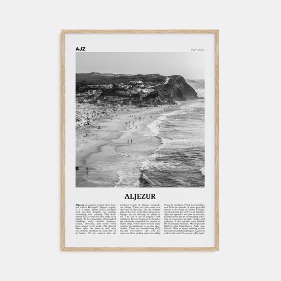 Aljezur Black And White Travel Poster, Algarve Portugal