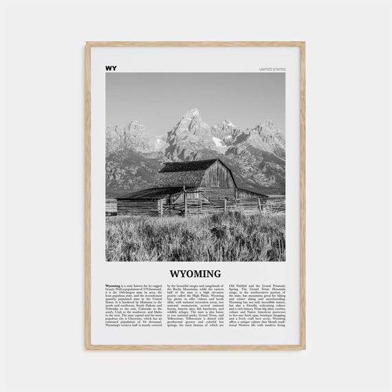 Wyoming Black and White No. 1 Travel Poster Print