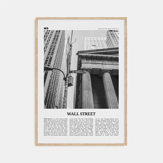 Wall Street Black And White Travel Poster, Manhattan