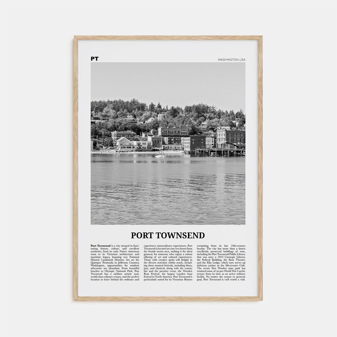 Port Townsend Black and White Travel Poster