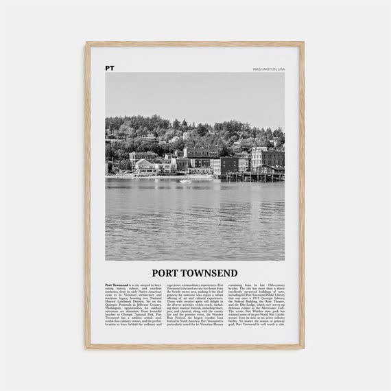 Port Townsend Black and White Travel Poster