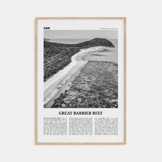 Great Barrier Reef Black and White Travel Poster