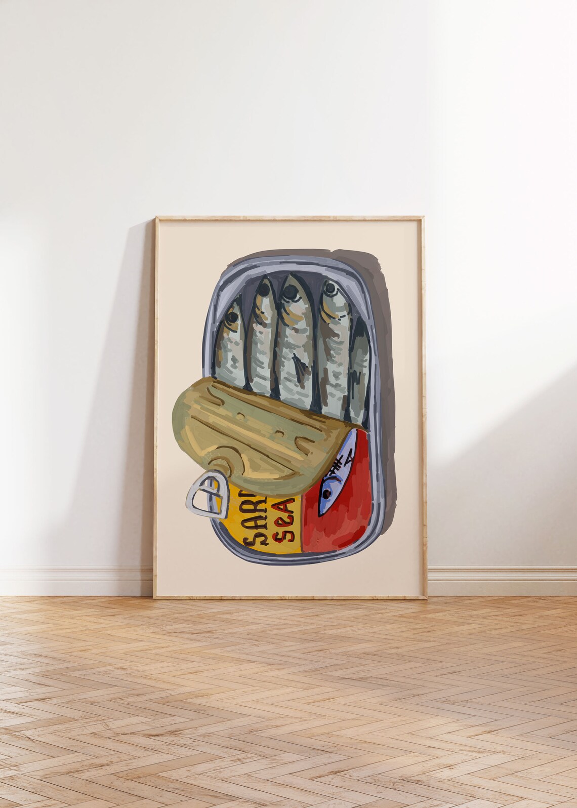 Sardines Vintage French Food Print, Mid-Century