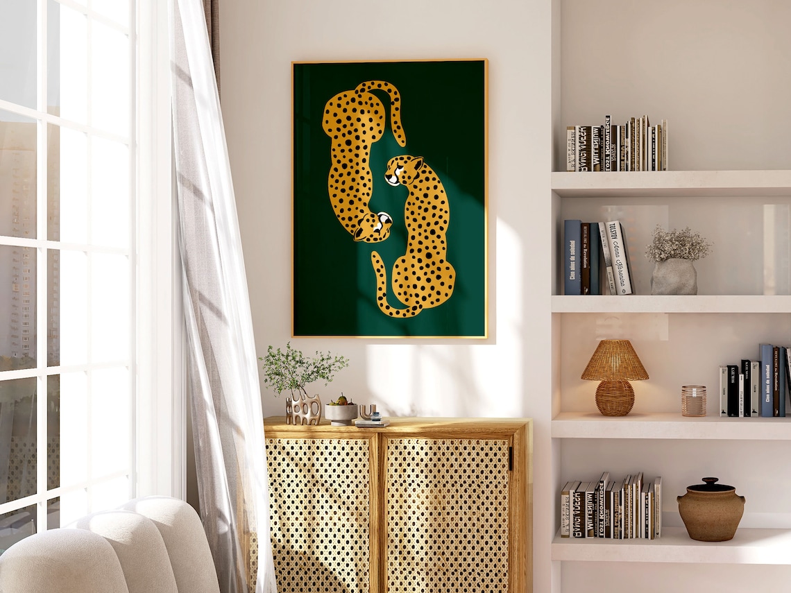 Boho Cheetah Illustration, Wild Cat Animal Print - Image 2