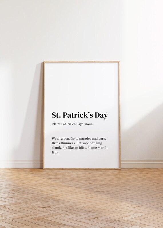 St. Patrick's Day Funny Definition Print Irish Party Wall Art Poster