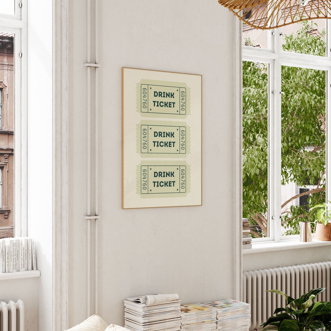 Retro Green Drink Ticket Trio Vintage Bar Cart Kitchen Poster - Image 2