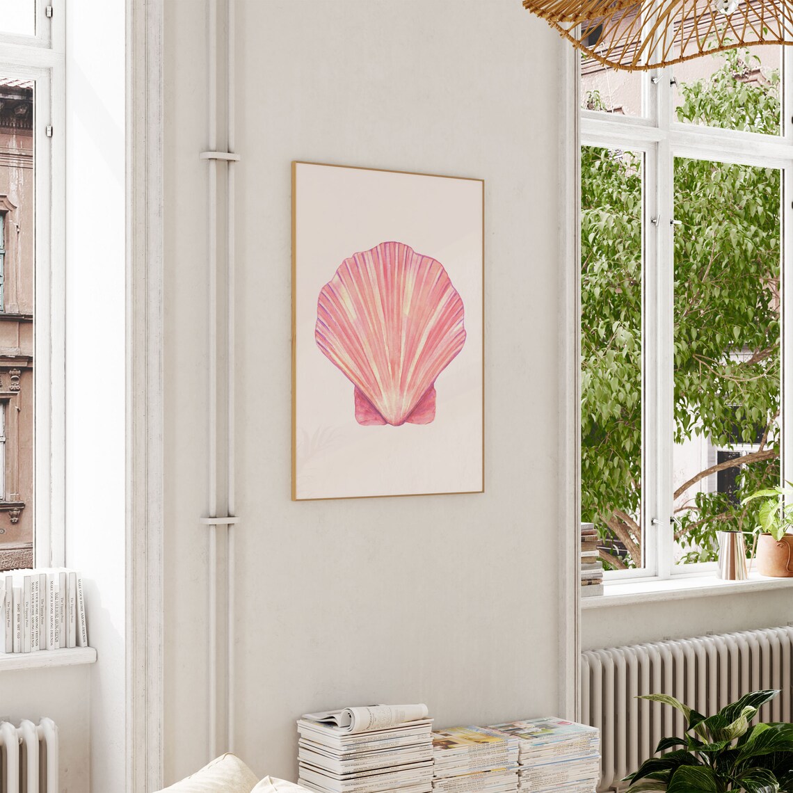 Seashell Poster, Coastal Beach House Retro Print - Image 4