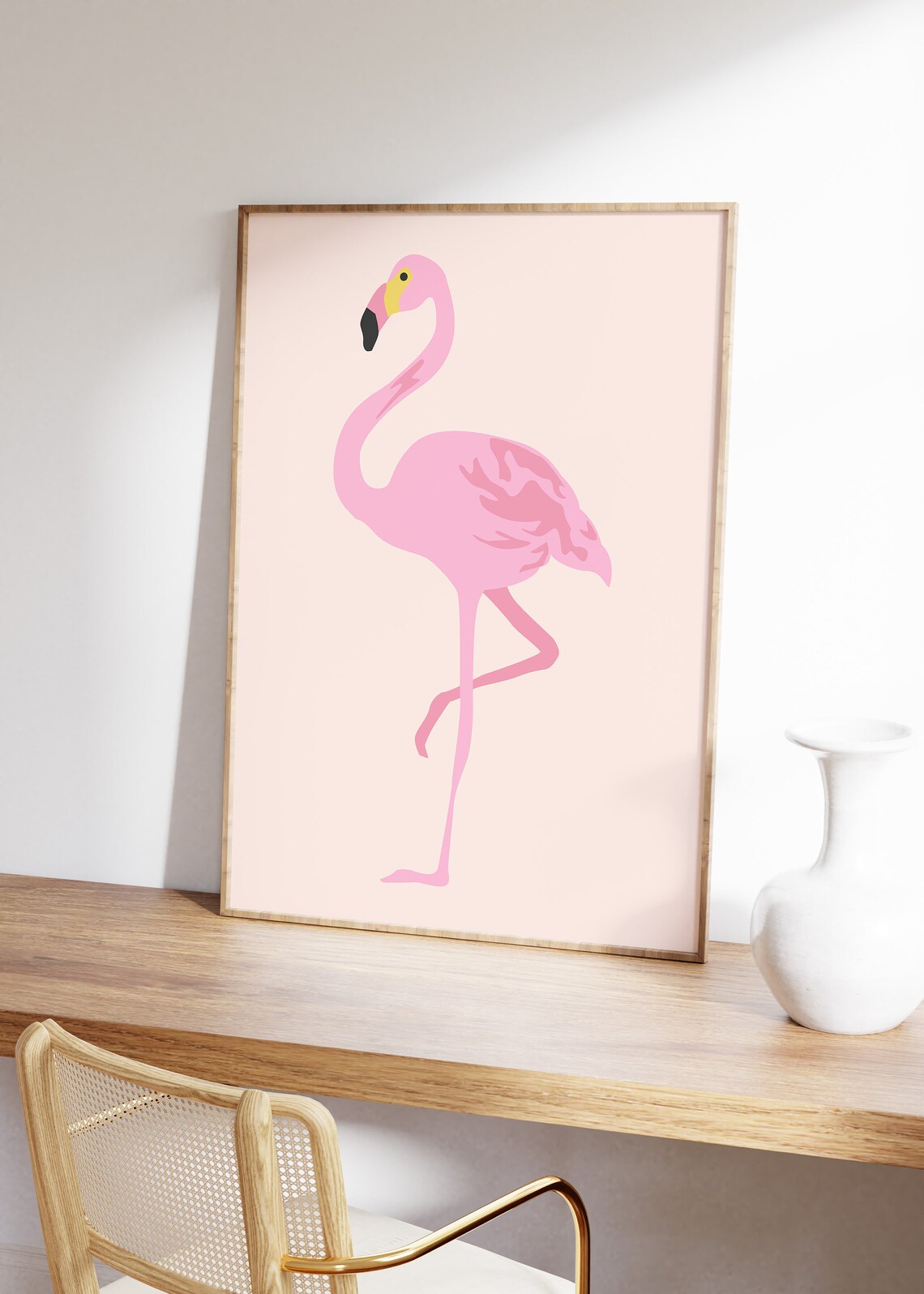Pink Flamingo Minimal Art Print, Boho Bird Decor - Image 2
