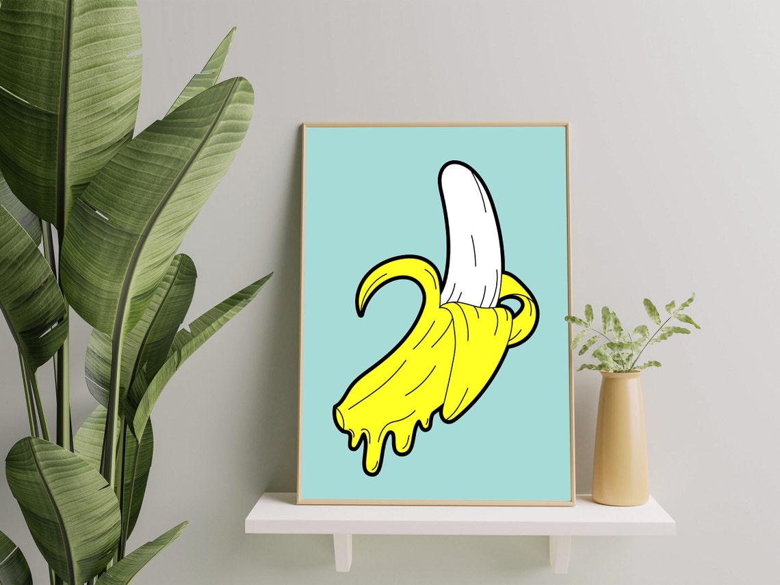 Pop Art Banana Dripping Yellow Warhol Style Bold Kitchen Poster - Image 2