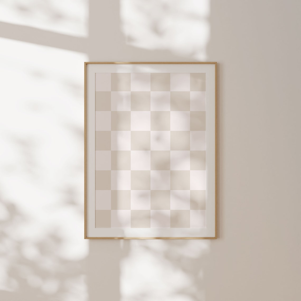 Beige Checkered Checkerboard Pattern Trendy Neutral Poster Decor - Image 3