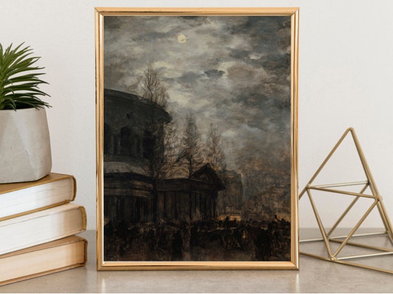 Leaving Paris Moody Cityscape Painting Dark Academia Art Dark Cityscape Paris T Wall Art Instant
