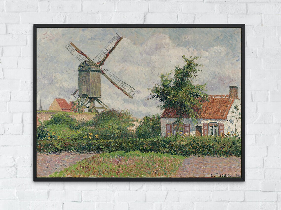 Pissarro Windmill Countryside Cottage Rustic Village Art Poster - Image 2