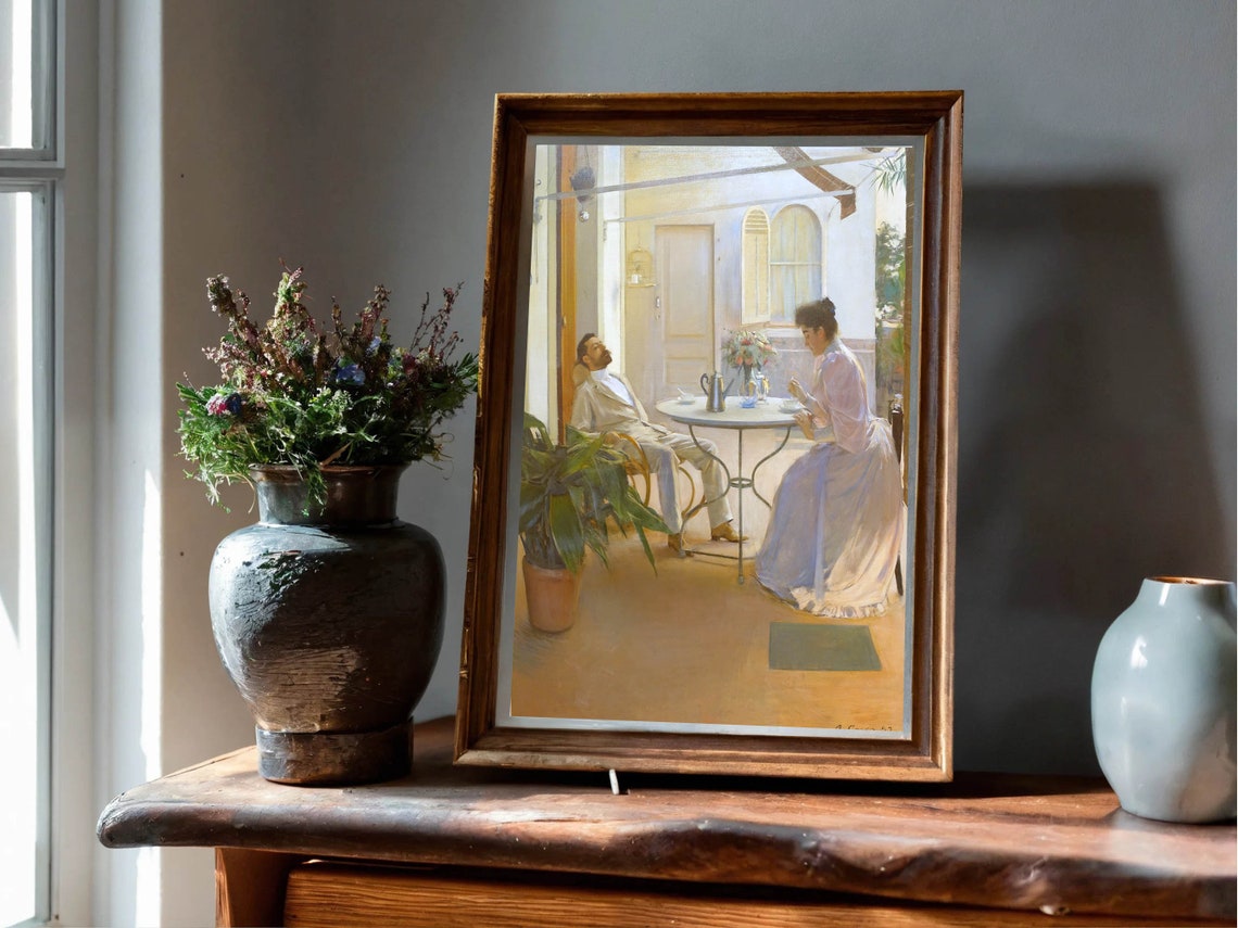 Ramon Casas Open Air Interior Sunlit Terrace Couple Painting Poster - Image 5