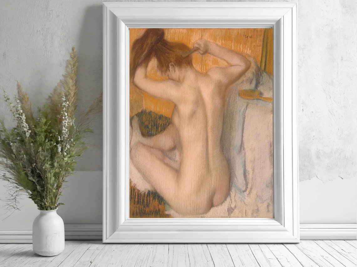 Edgar Degas Woman Combing Her Hair Pastel Figure Classic Print - Image 5