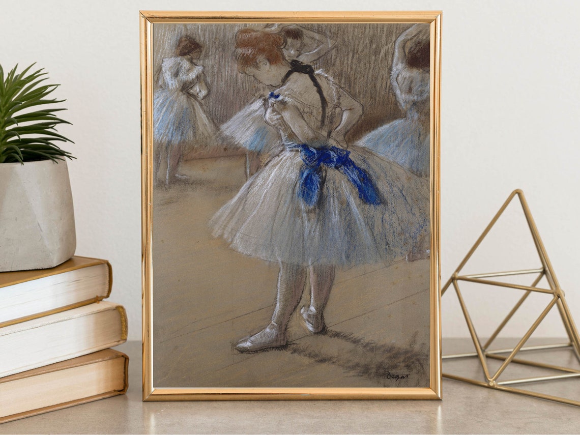 Edgar Degas Ballerina Blue Ribbon Dancer Pastel Rehearsal Poster - Image 6