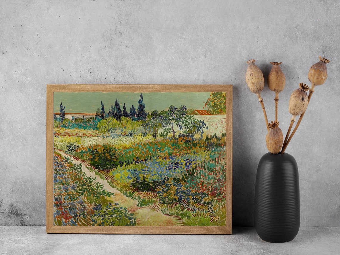 Van Gogh Flowering Garden Cypress Trees Impressionist Poster - Image 3
