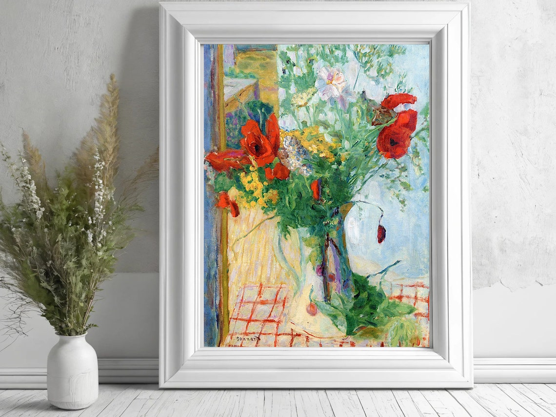Bonnard Red Poppies Wildflower Bouquet Still Life Art Poster - Image 4