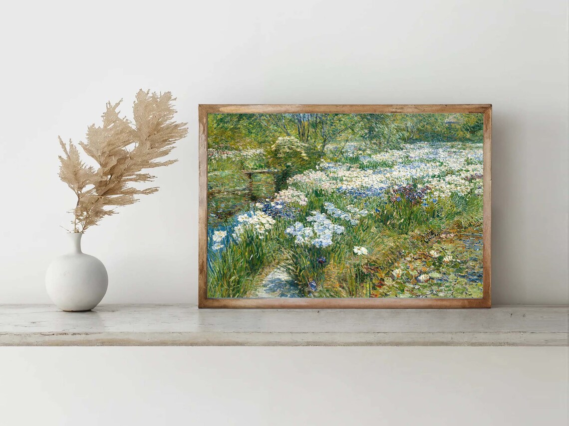 Childe Hassam The Water Garden Impressionist Iris Flowers Painting Poster - Image 5