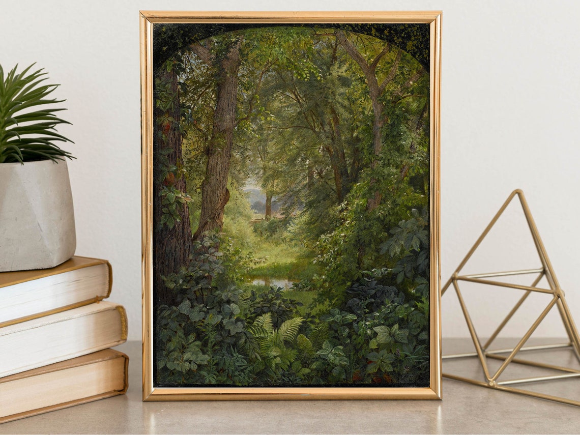 Rustic Forest Woodland Path Fern Painting Vintage Classic Print - Image 4