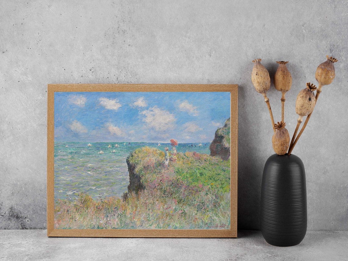 Claude Monet Cliff Walk at Pourville Coastal Impressionist Print - Image 2