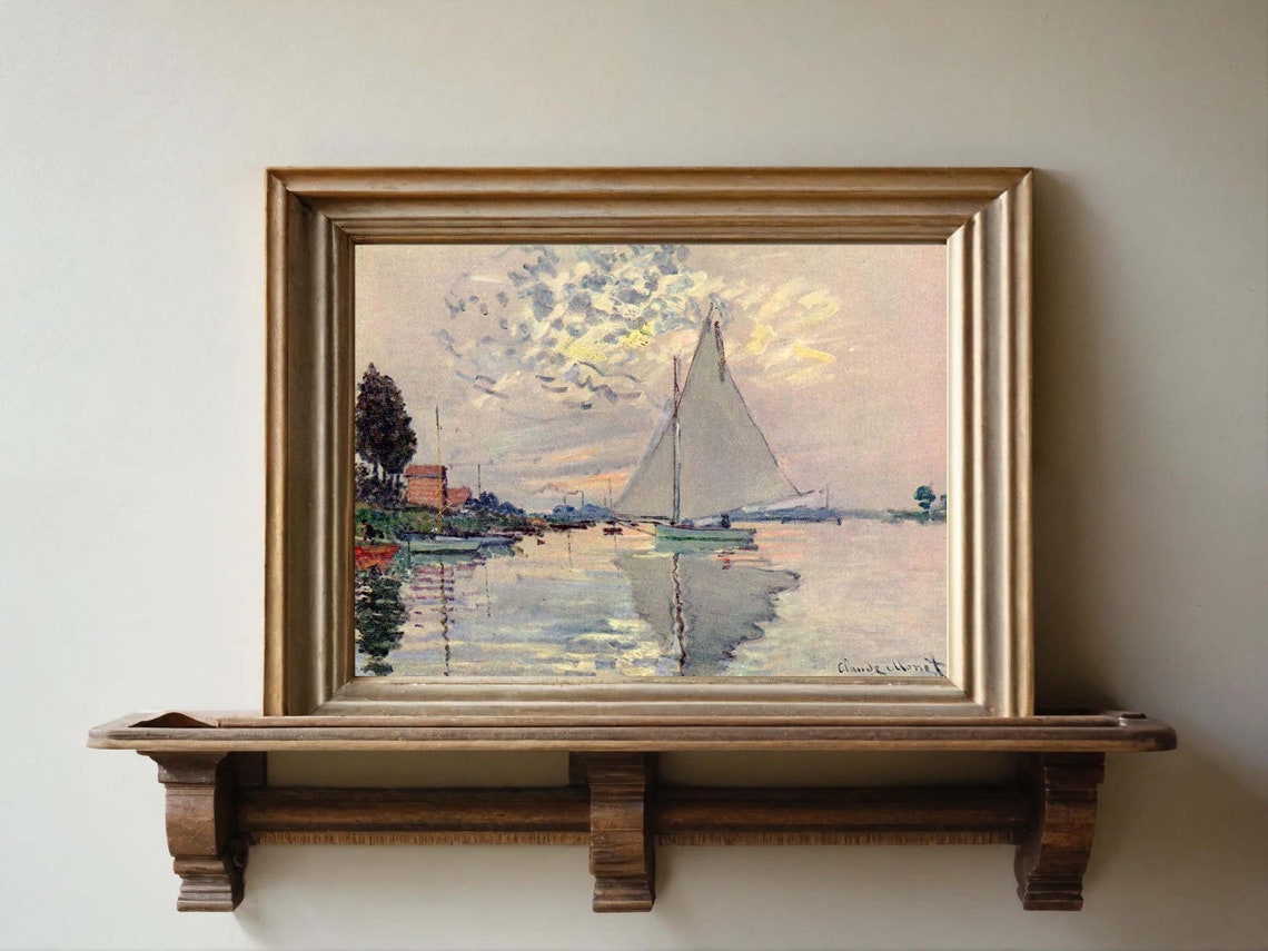Claude Monet Print Sailboat At Le Petit Gennevilliers Poster Wall Art Poster Art Nature Inspired Classic Oil Sea Painting - Image 5