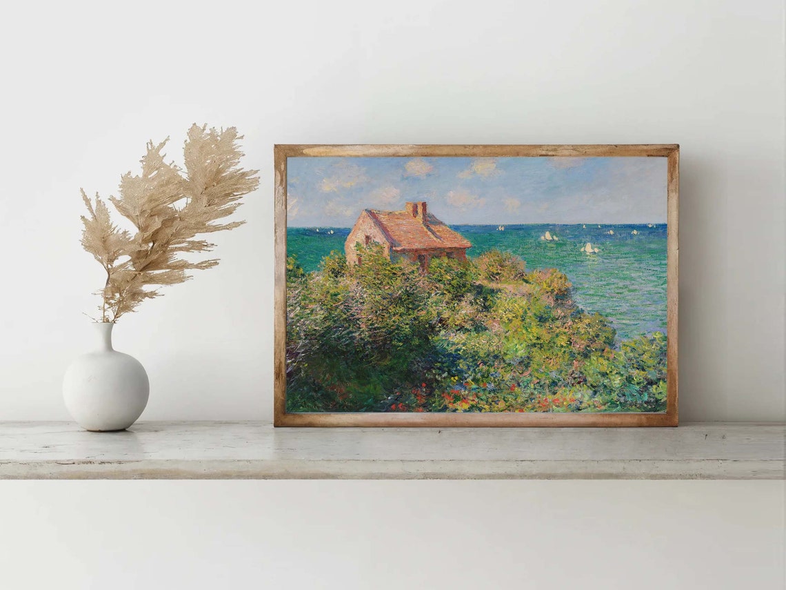 Claude Monet Fishermans Cottage on the Cliffs Coast Normandy Print - Image 3
