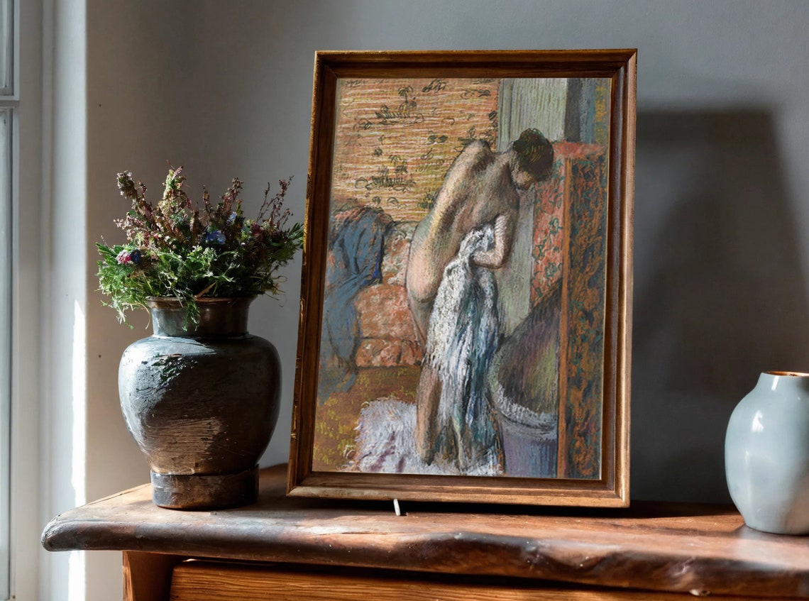 Degas Woman Drying Herself Bath Pastel Figure Impressionist Poster - Image 7