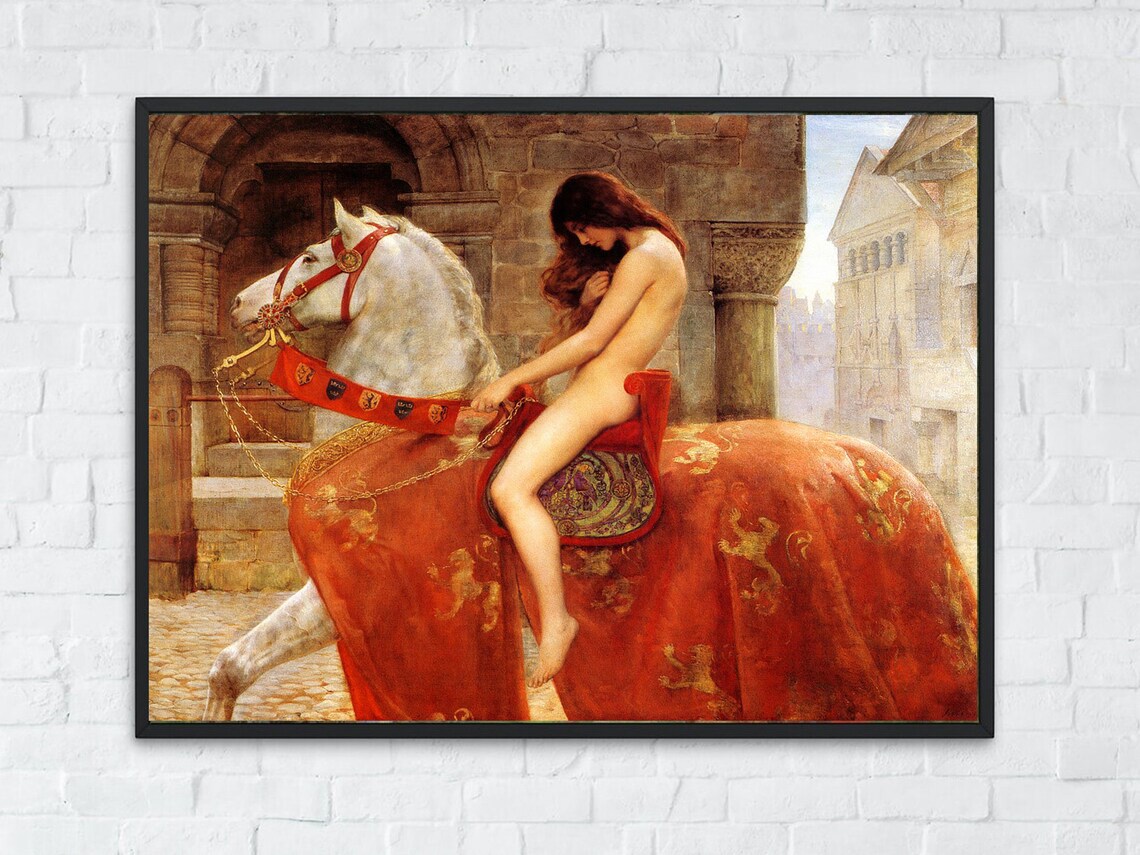 Lady Godiva by John Collier, Vintage Portrait Art Print - Image 4