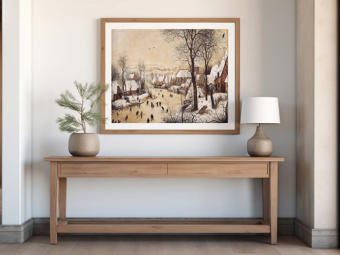 Pieter Bruegel Winter Landscape Ice Skaters Snowy Village Painting Poster - Image 7