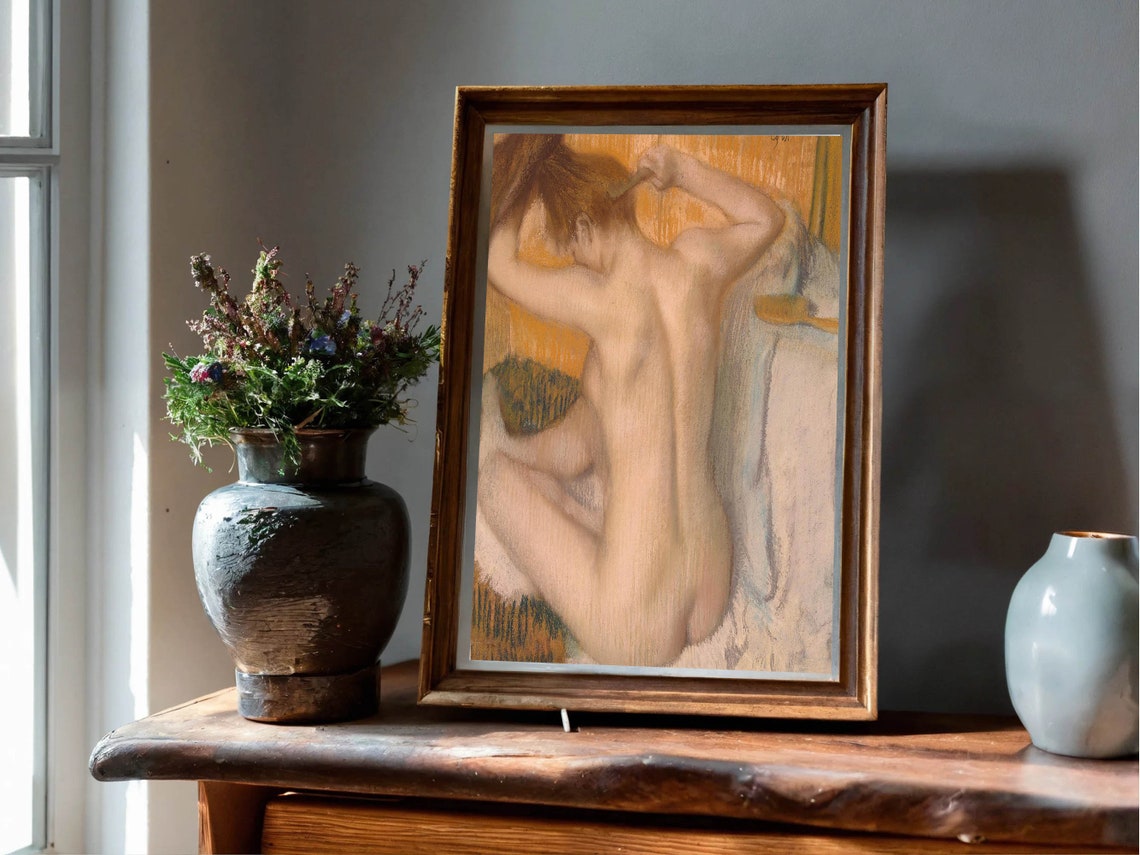 Edgar Degas Woman Combing Her Hair Pastel Figure Classic Print - Image 7