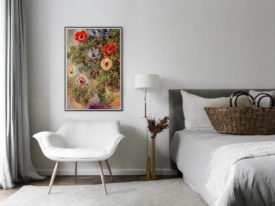 Claude Monet Anemones in Pots Floral Still Life Botanical Print - Image 6