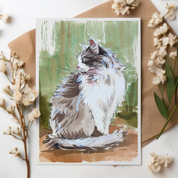 Watercolor Cat Painting - Cat Art Print