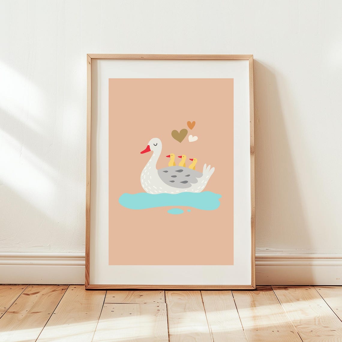 Sweet Mama Goose With Ducklings On Back Cute Nursery Art Poster