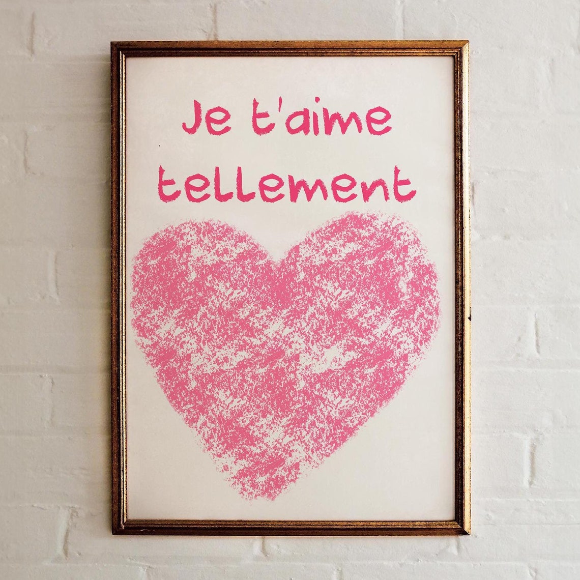 Je Taime Tellement Love Wall Art I Love You So Much French Love Print French Wall Decor Heart Wall Art Pink Heart