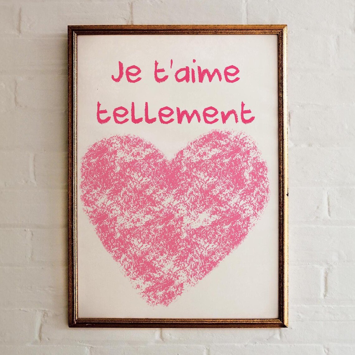 Je Taime Tellement Pink Heart French Love Quote Valentine Wall Art