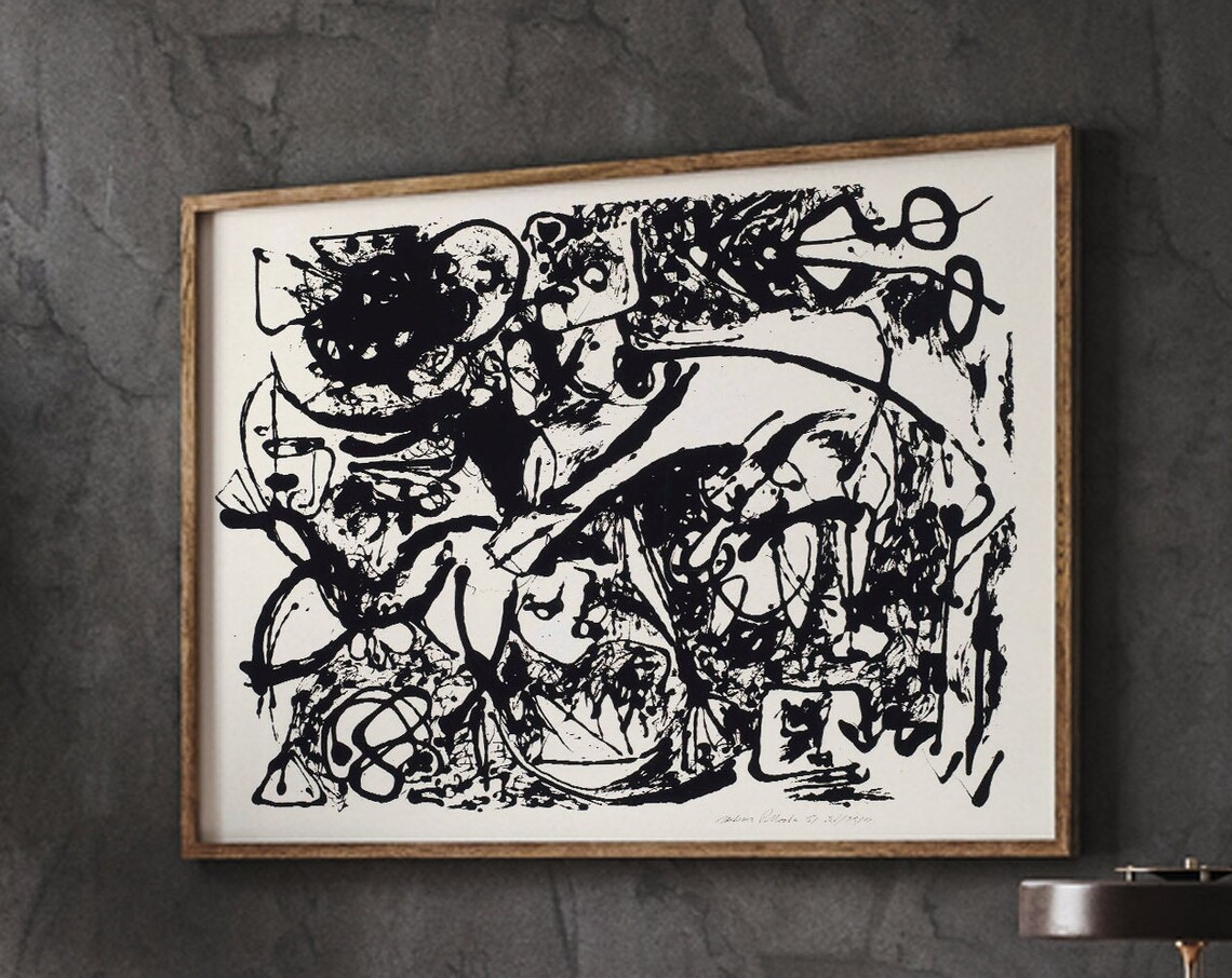 Jackson Pollock Black and White Abstract Art Print