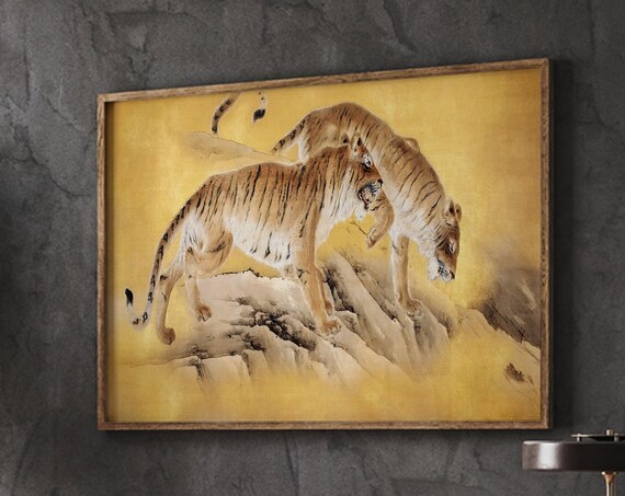 Vintage Tigers Posters Antique Animal Wildlife Artwork Old Safari Print Decor Science Zoology Instant