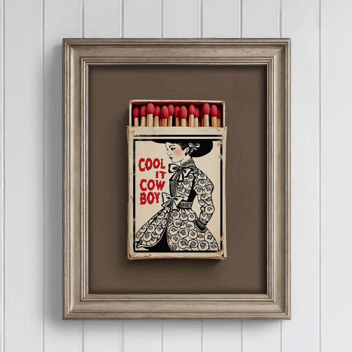 Cool It Cowboy Retro Vintage Matchbox Cowgirl Western Art Poster