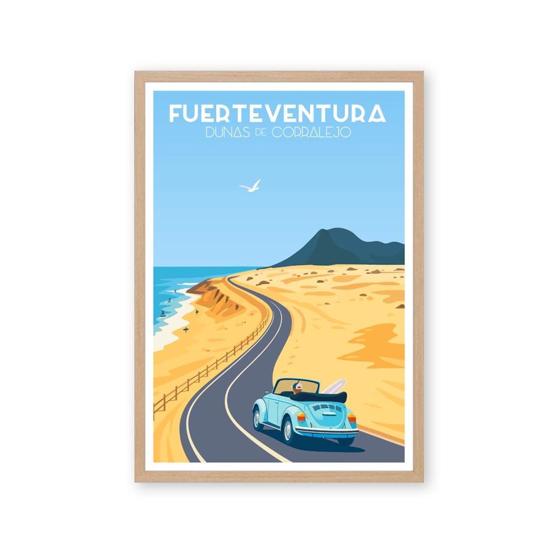 Fuerteventura Corralejo Dunes Coastal Road Trip Travel Poster