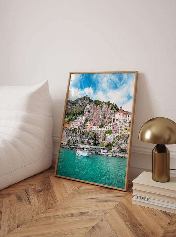 Amalfi Coast Italy Travel Poster, Coastal Art Print