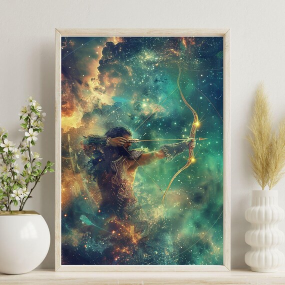 Sagittarius Zodiac Sign Archer Astrology Cosmic Nebula Art Poster