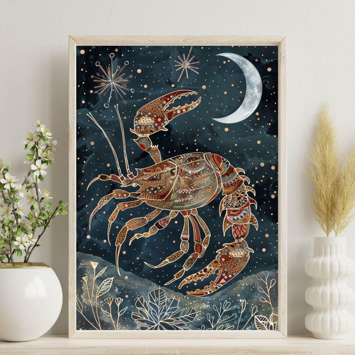Cancer Zodiac Sign Astrology Crab Celestial Starry Night Poster