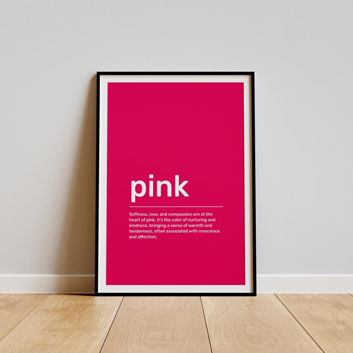 Pink Softness Love Compassion Dictionary Meaning Typography Poster