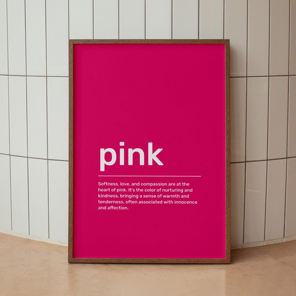 Pink Softness Love Compassion Dictionary Meaning Typography Poster - Image 3