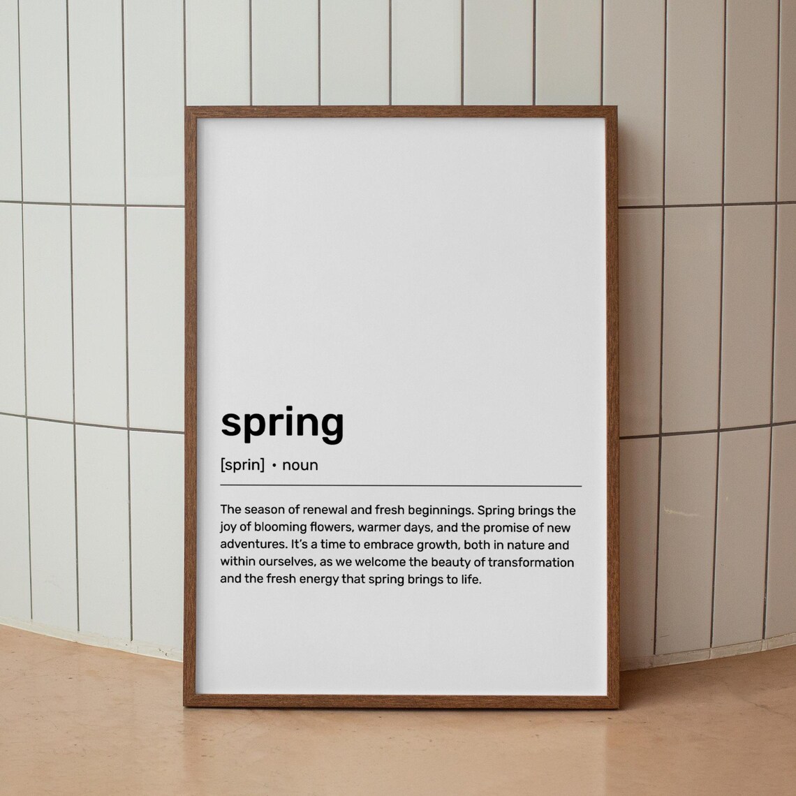 Spring Definition Poster, Dictionary-Inspired Art Print