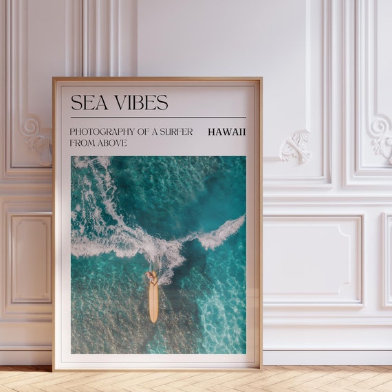 Retro Surf Poster Vintage Waves Wall Art For Aesthetic Room Decor Coastal Prints Above Couch Art Beach Print Beach Print For Boho Decor